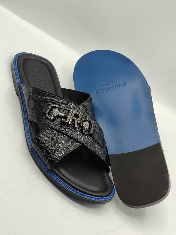 John Richmond Double Strap Leather Slippers