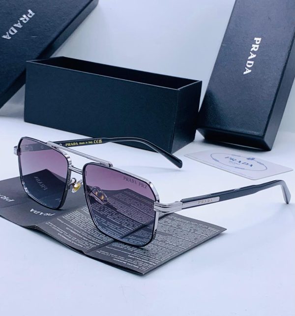 Prada PR1254 Square Frame Metal Sunglass