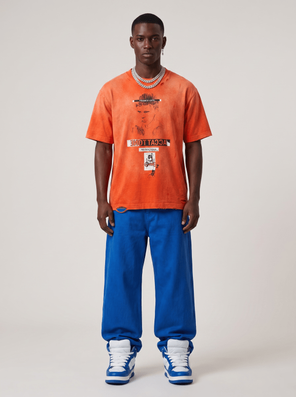 Accattone Distressed Art House Tee - Burnt Orange